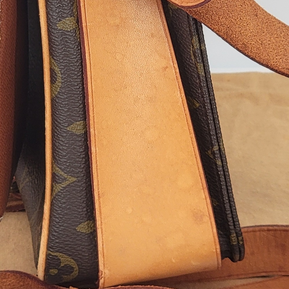 Louis Vuitton Cartouchiere Monogram Canvas Crossbody Bag Vintage Brown Leather - Picture 3 of 16